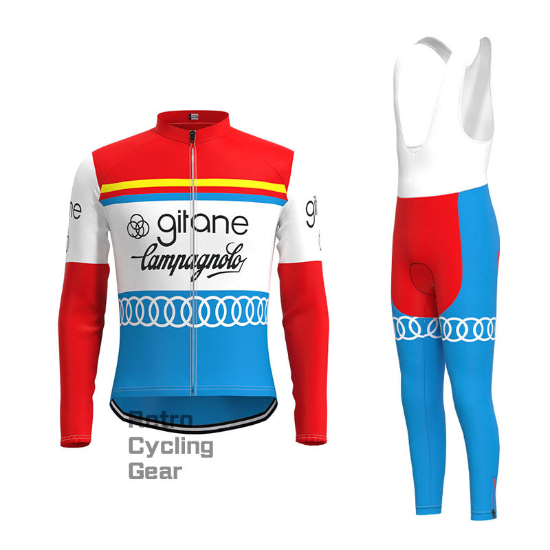 gitane Red Blue Retro Long Sleeve Cycling Kit