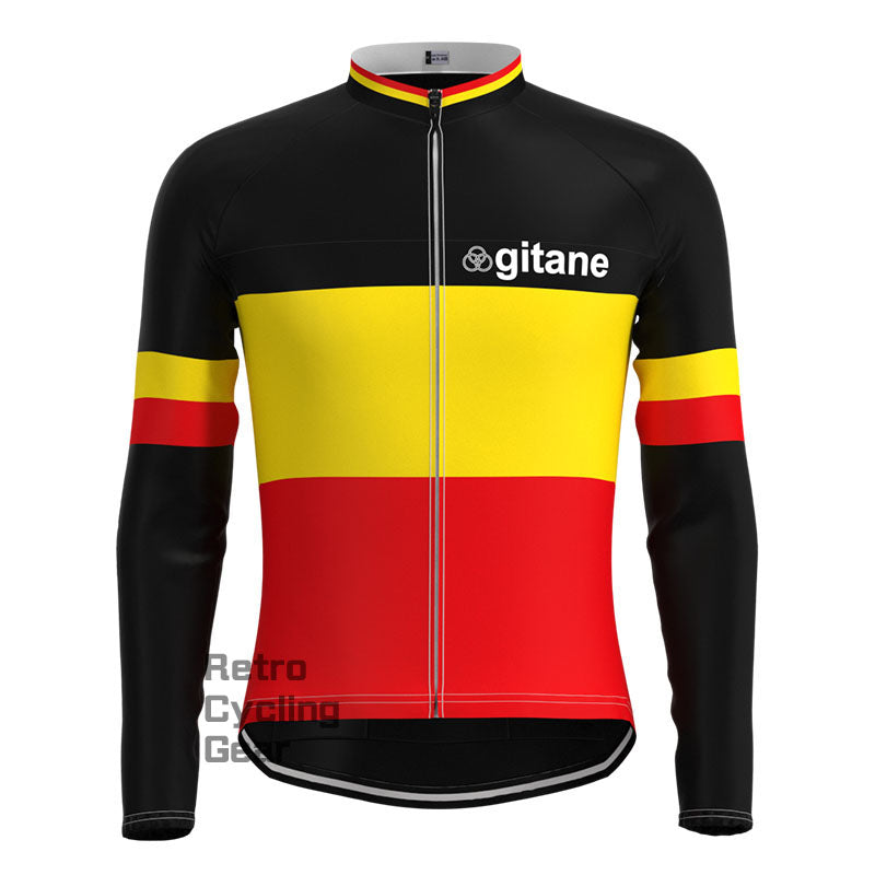 gitane Black-Red Retro Long Sleeve Cycling Kit