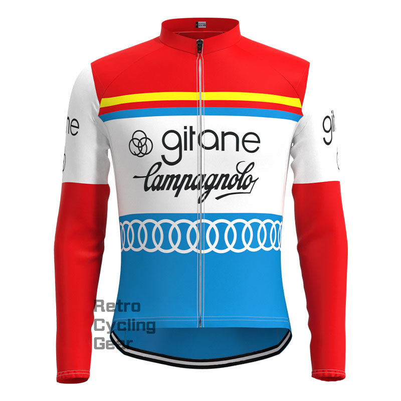 Gitane Rot Blau Retro Langarm-Radsport-Set