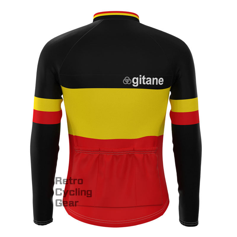 Gitane Schwarz-Rotes Retro-Langarm-Radsport-Set