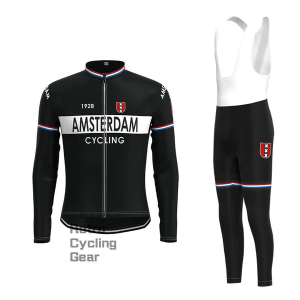 Amsterdam Black Retro Long Sleeve Cycling Kit