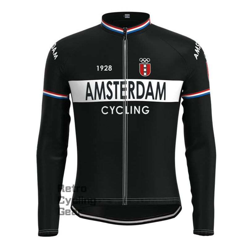 Amsterdam Black Retro Long Sleeve Cycling Kit