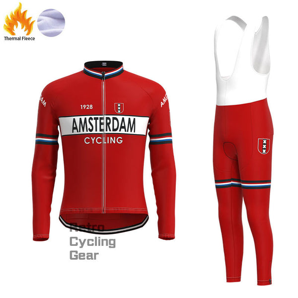 Amsterdam Red Fleece Retro Cycling Kits