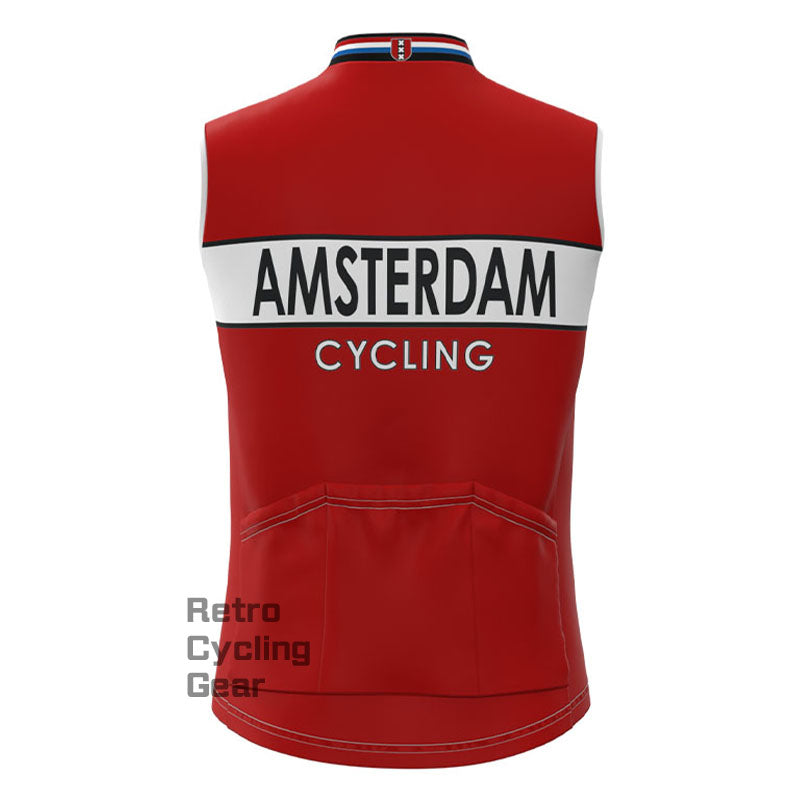 Amsterdam Red Fleece Retro Cycling Vest