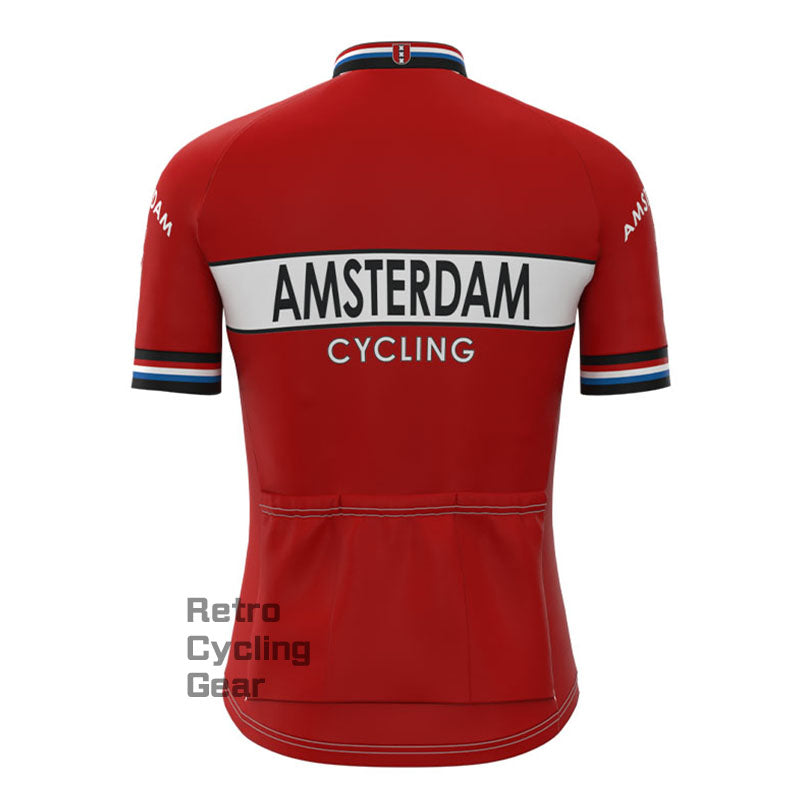 Amsterdam Red Retro Short Sleeve Cycling Kit