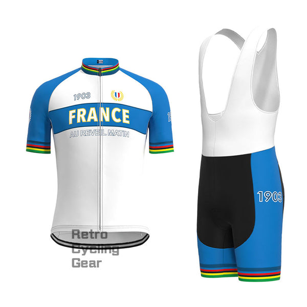 France Retro Kurzarm-Radsport-Set