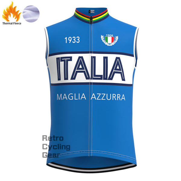 Maglia Azzurra Italia Fleece Retro Cycling Vest