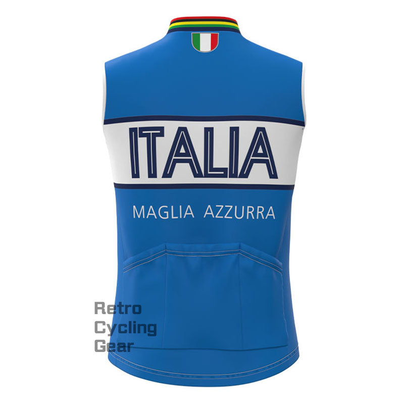 Maglia Azzurra Italia Fleece Retro Cycling Vest