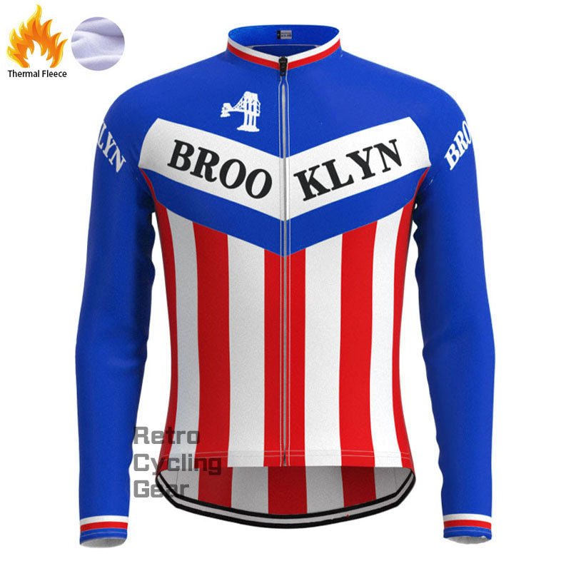 Brooklyn Blue Fleece Retro Long Sleeves Jerseys