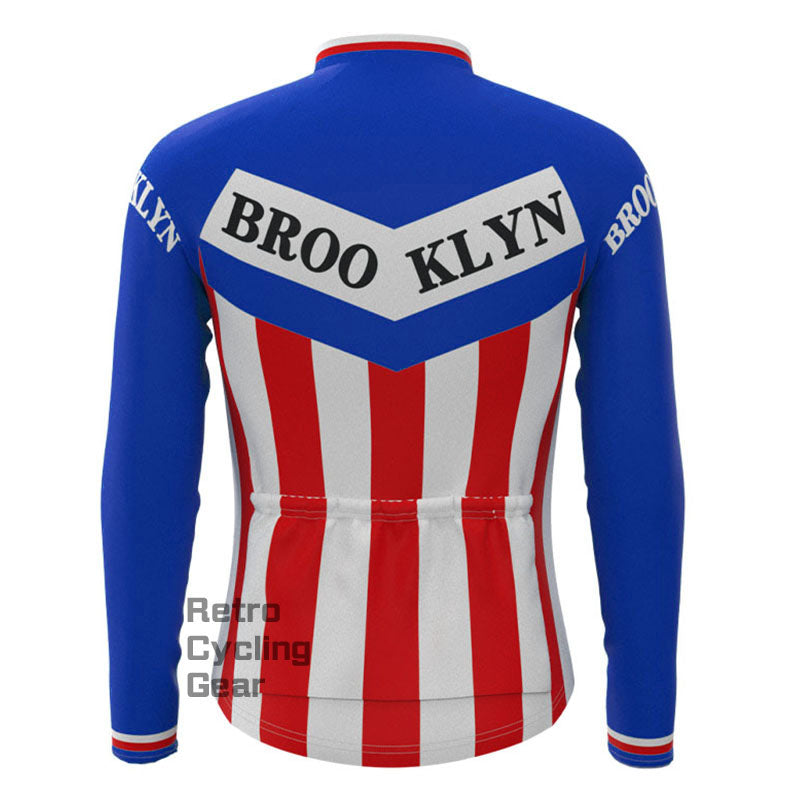 Brooklyn Blue Fleece Retro Long Sleeves Jerseys