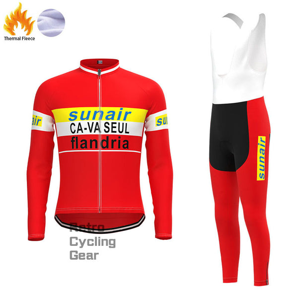 sunair Red-Yellow Fleece Retro Cycling Kits