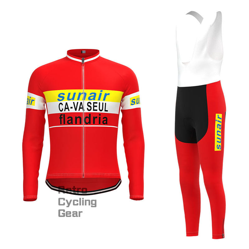 Sunair Rot-Gelbes Retro-Langarm-Radsport-Set