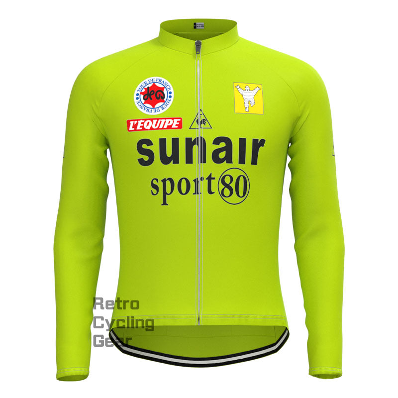 Sunair Grünes Retro-Langarmtrikot