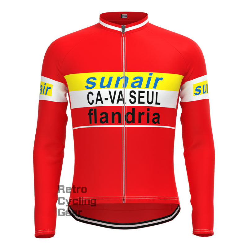 sunair Red-Yellow Retro Long Sleeve Cycling Kit