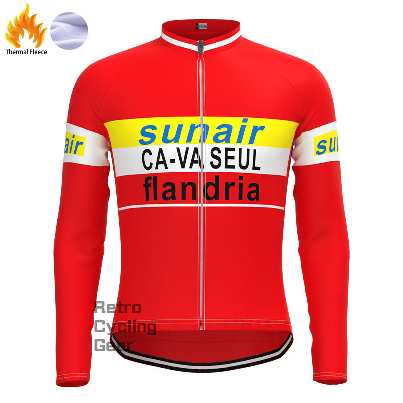 sunair Red-Yellow Fleece Retro Cycling Kits