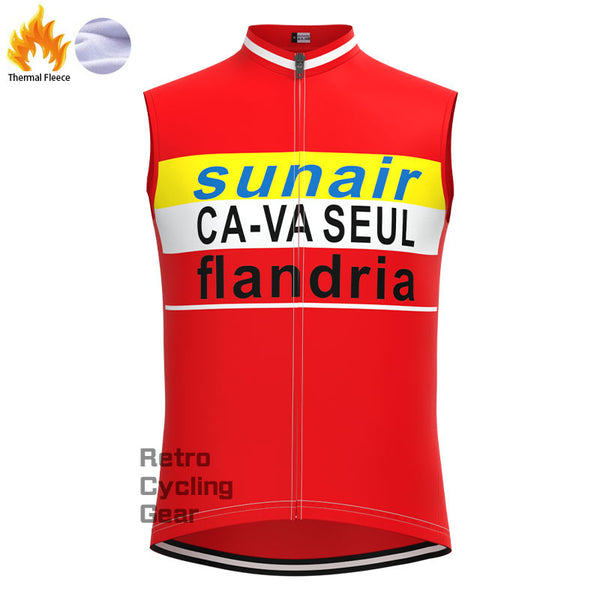 sunair Red-Yellow Fleece Retro Cycling Vest